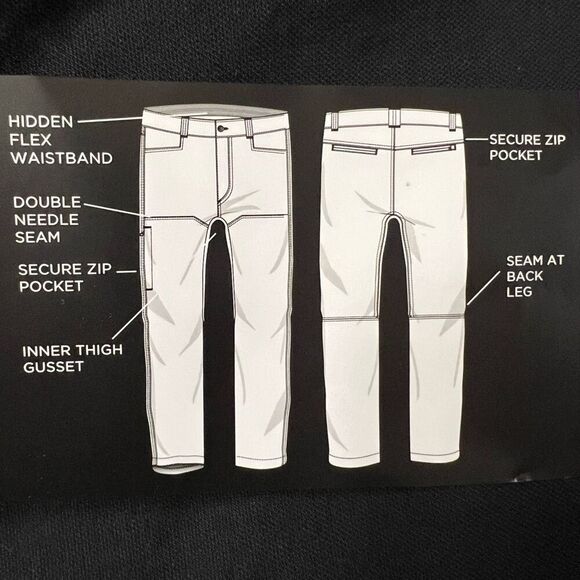 NWT KIRKLAND SIGNATURE Men’s Stretch Tech Pant 32x34 Black Zip Pockets Comfort - Picture 6 of 15